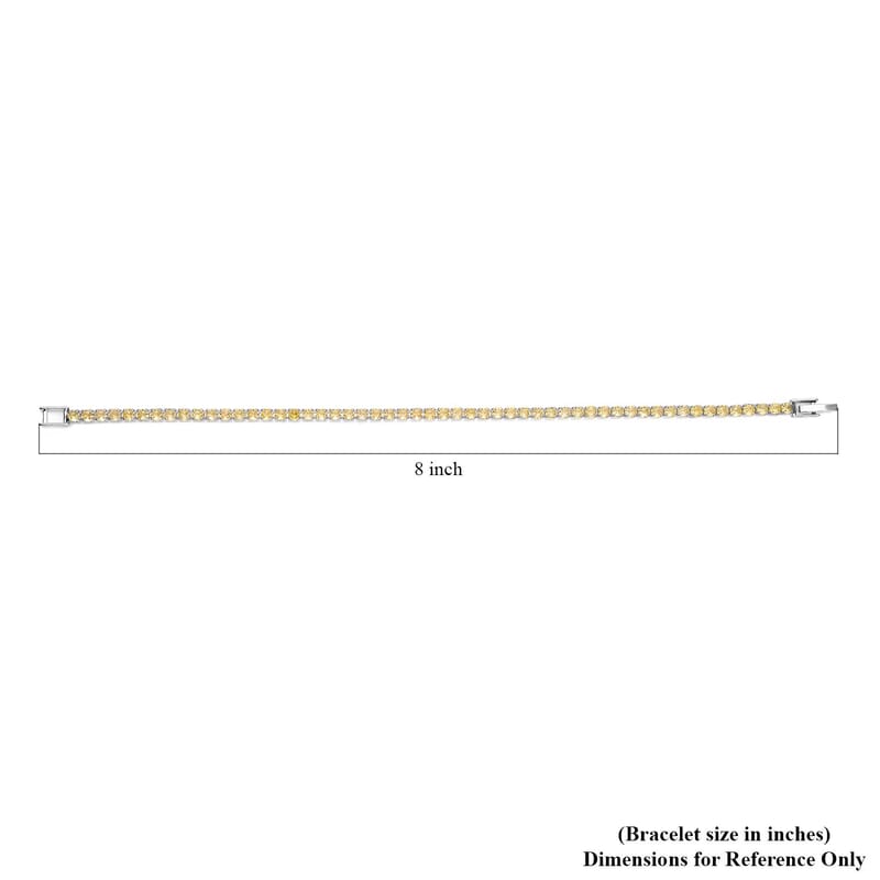Simulated Yellow Diamond Tennis Bracelet in Silvertone (7.25 In) 8.00 ctw