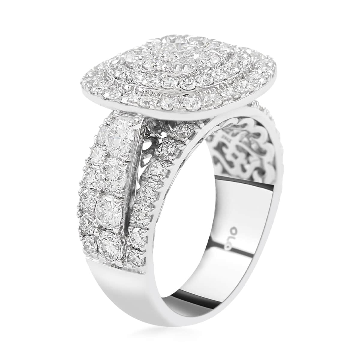 NY Closeout 14K White Gold G-H VS-SI Luxuriant Lab Grown Diamond Cluster Ring (Size 7.0) 10.75 Grams 4.10 ctw image number 3