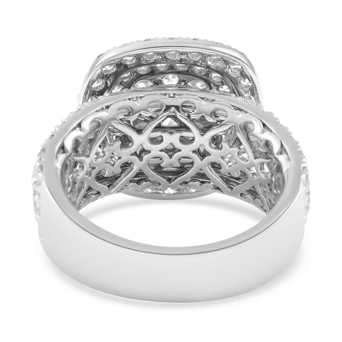 NY Closeout 14K White Gold G-H VS-SI Luxuriant Lab Grown Diamond Cluster Ring (Size 7.0) 10.75 Grams 4.10 ctw image number 4