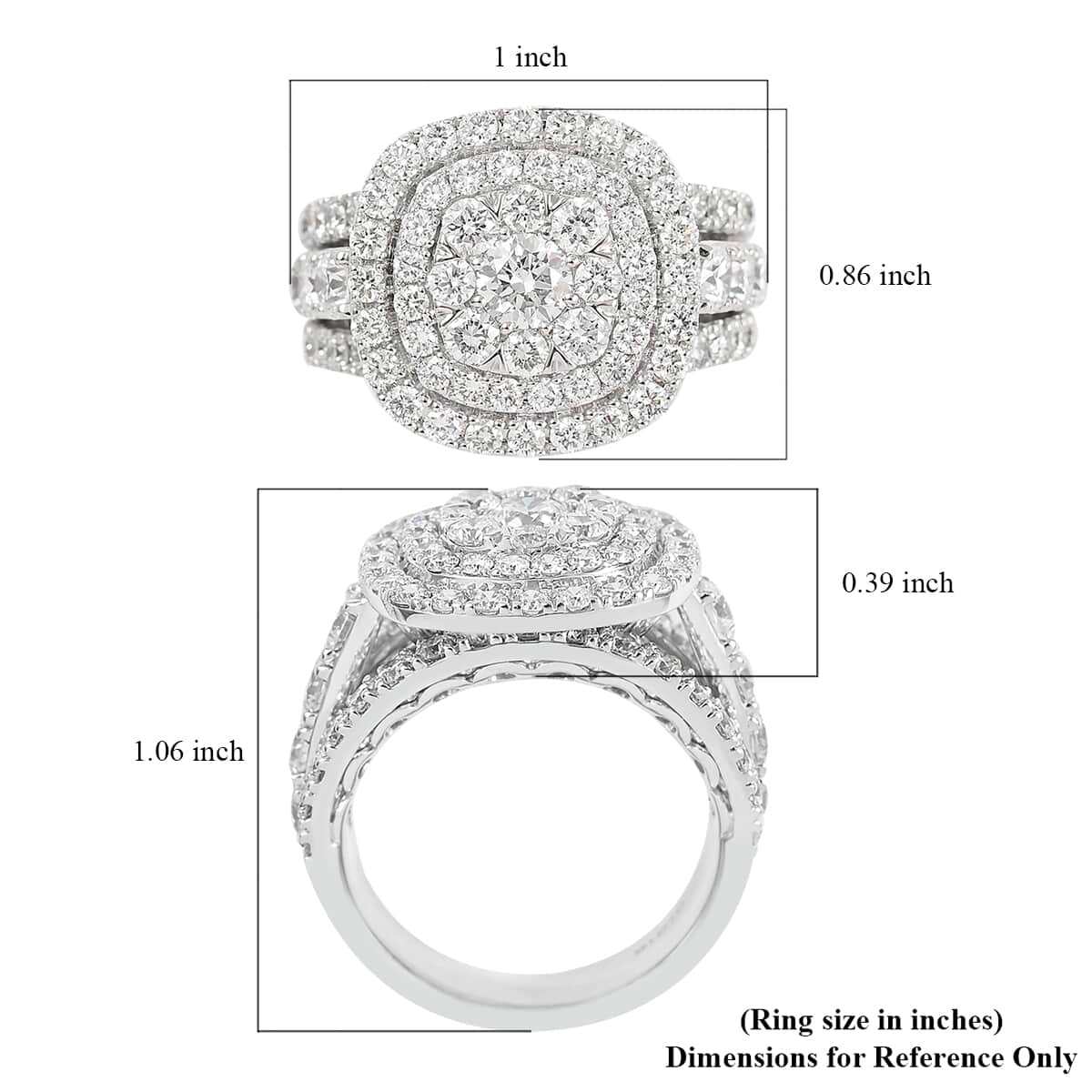 NY Closeout 14K White Gold G-H VS-SI Luxuriant Lab Grown Diamond Cluster Ring (Size 7.0) 10.75 Grams 4.10 ctw image number 5