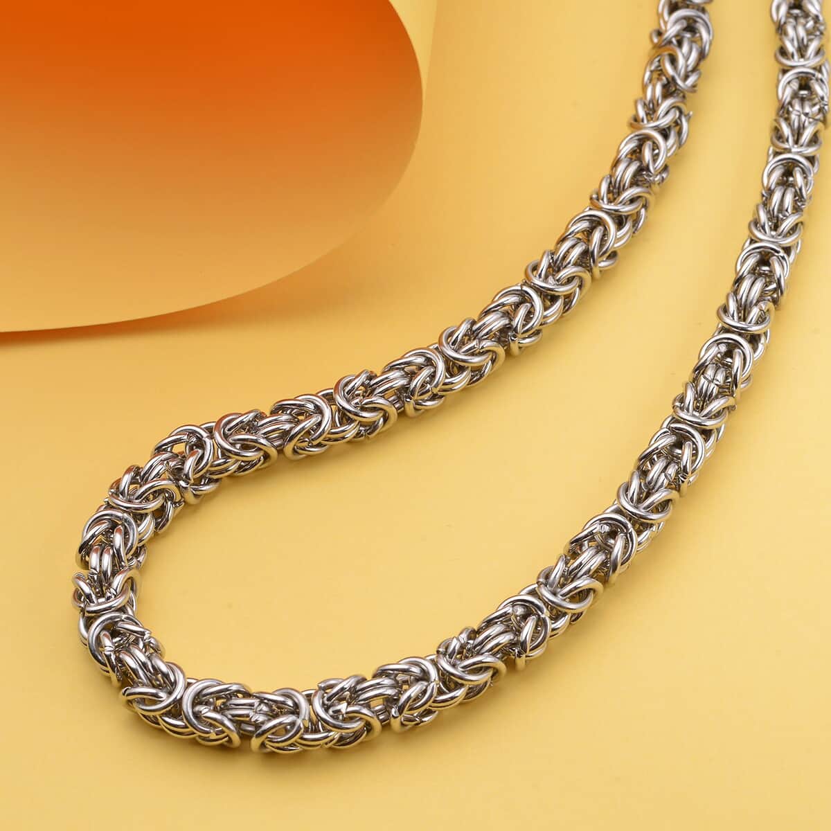 Fashionable Byzantine Link Chain Necklace 20 Inches in ION Plated Rose Gold Stainless Steel 96.30 Grams image number 1