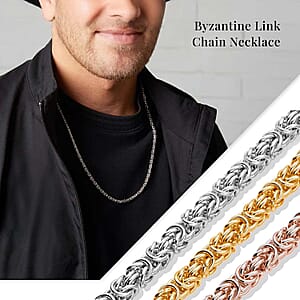 Ankur's Treasure Chest Fashionable Byzantine Link Chain Necklace in Stainless Steel 20 Inches 92.20 Grams