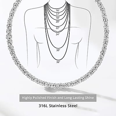 Ankur's Treasure Chest Fashionable Byzantine Link Chain Necklace in Stainless Steel 20 Inches 92.20 Grams