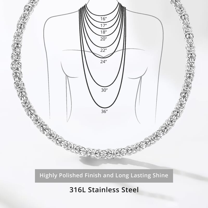 Ankur's Treasure Chest Fashionable Byzantine Link Chain Necklace in Stainless Steel 20 Inches 92.20 Grams