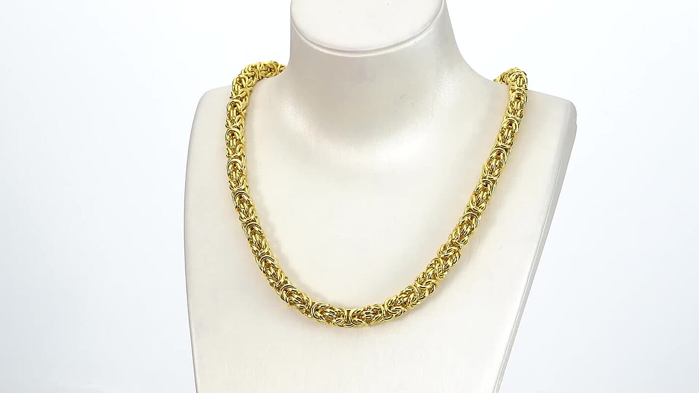 Fashionable Byzantine Link Chain Necklace 20 Inches in ION Plated Rose Gold Stainless Steel 96.30 Grams