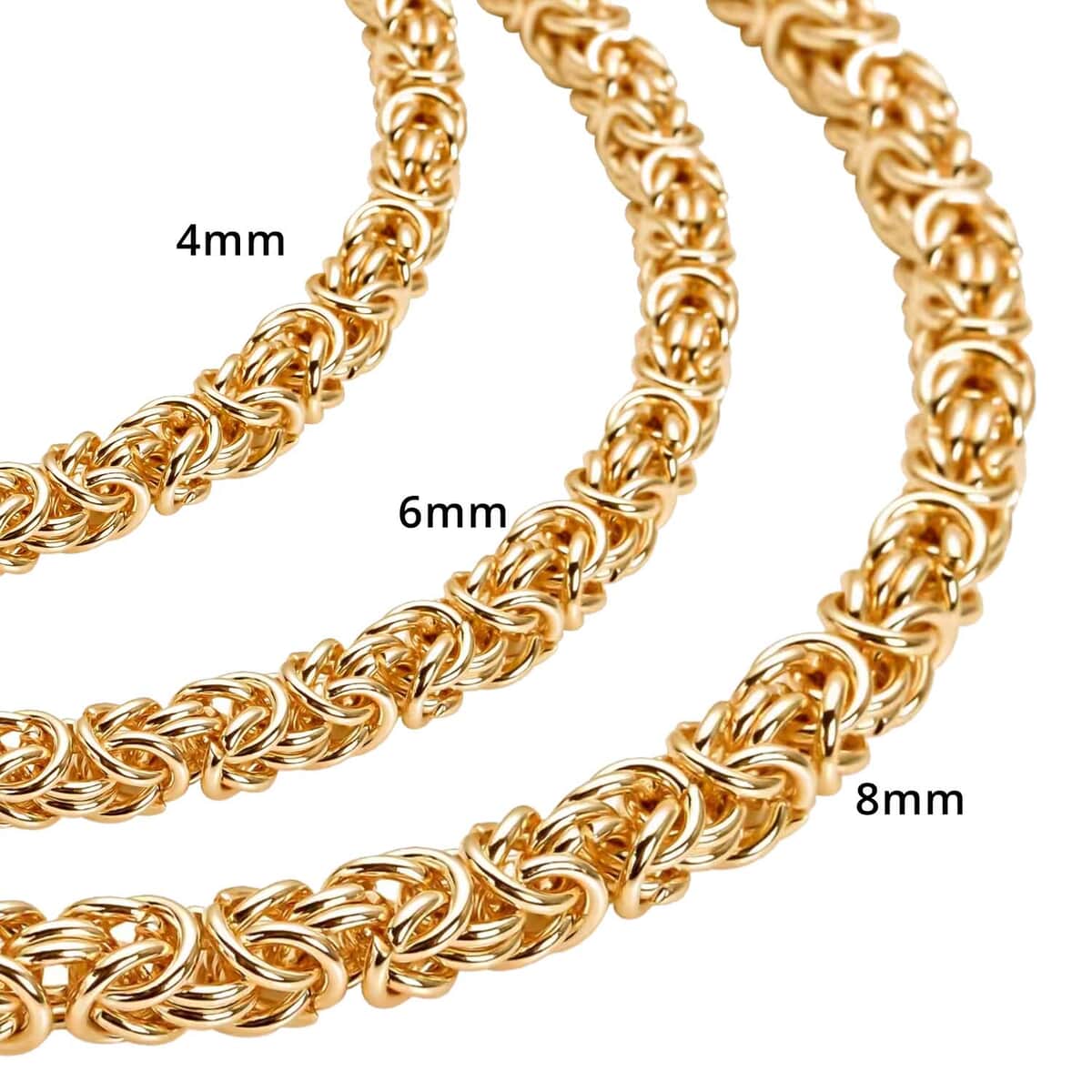 Fashionable Byzantine Link Chain Necklace (20-22 Inches) in ION Plated YG Stainless Steel (97.30 g) | Tarnish-Free, Waterproof, Sweat Proof Jewelry image number 5