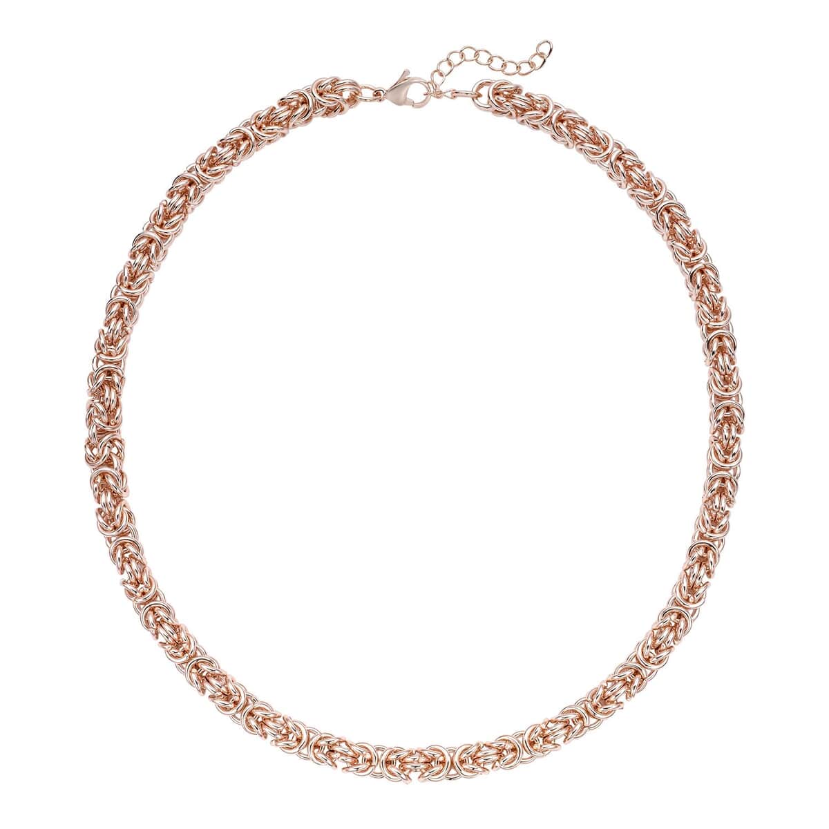 Fashionable Byzantine Link Chain Necklace  in ION Plated Rose Gold Stainless Steel 20-22 Inches 96.30 Grams image number 0