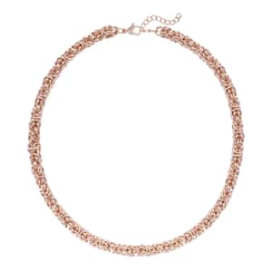Fashionable Byzantine Link Chain Necklace  in ION Plated Rose Gold Stainless Steel 20-22 Inches 96.30 Grams