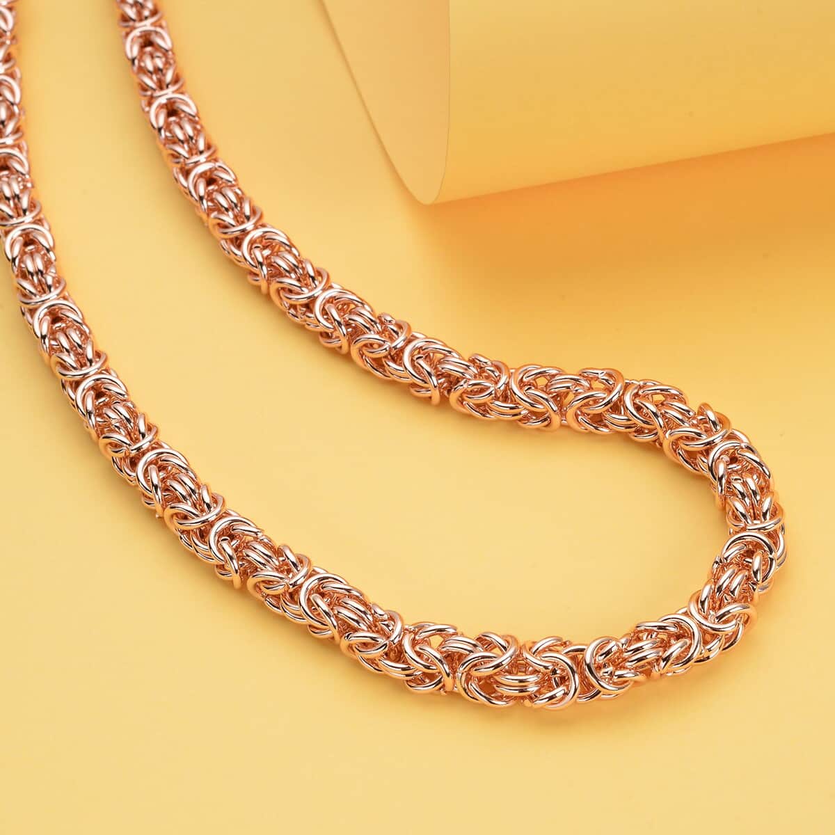 Fashionable Byzantine Link Chain Necklace  in ION Plated Rose Gold Stainless Steel 20-22 Inches 96.30 Grams image number 1