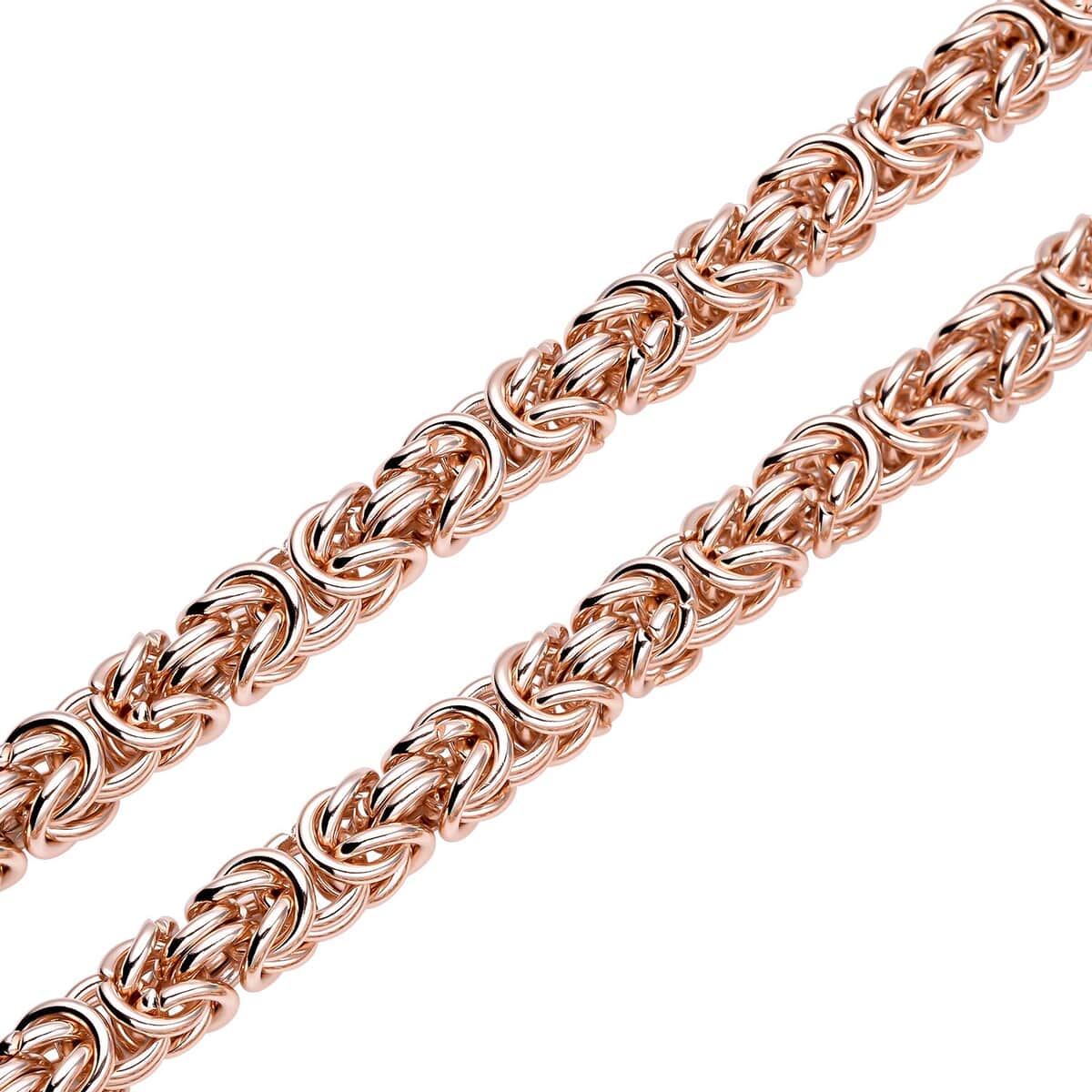 Fashionable Byzantine Link Chain Necklace  in ION Plated Rose Gold Stainless Steel 20-22 Inches 96.30 Grams image number 3
