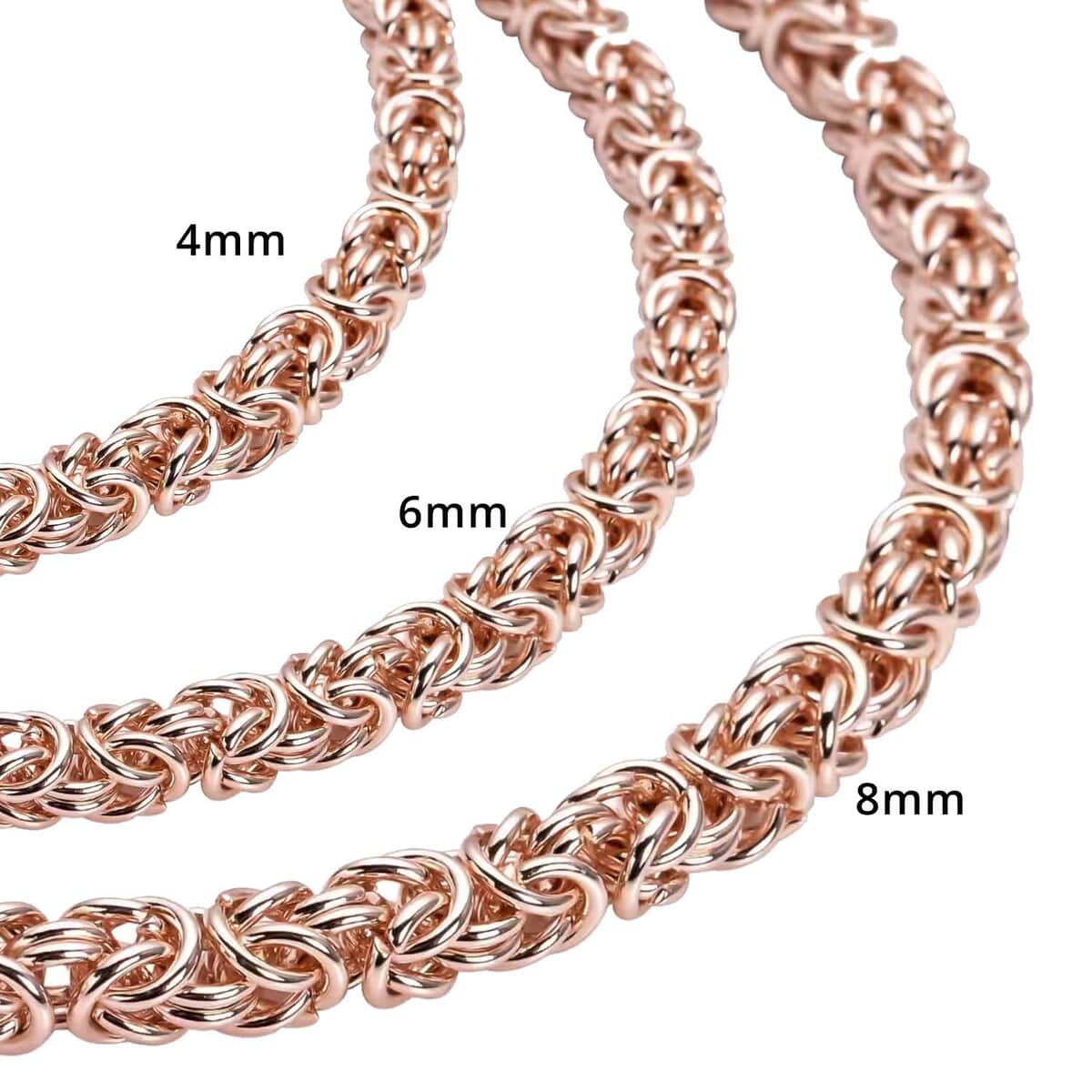 Fashionable Byzantine Link Chain Necklace  in ION Plated Rose Gold Stainless Steel 20-22 Inches 96.30 Grams image number 5