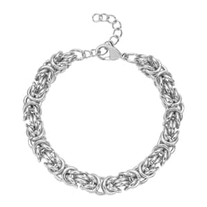 Fashionable Byzantine Link Chain Bracelet in Stainless Steel (7.50-9.00In) 32 Grams