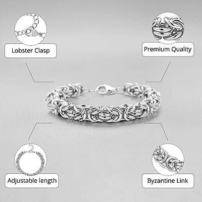 Ankur's Treasure Chest Fashionable Byzantine Link Chain Bracelet in Stainless Steel (7.50-9.00In) 32 Grams