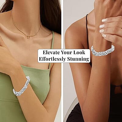 Ankur's Treasure Chest Fashionable Byzantine Link Chain Bracelet in Stainless Steel (7.50-9.00In) 32 Grams