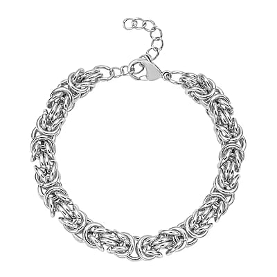 Ankur's Treasure Chest Fashionable Byzantine Link Chain Bracelet in Stainless Steel (7.50-9.00In) 32 Grams