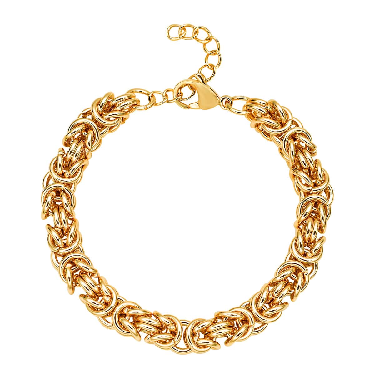 Fashionable Byzantine Link Chain Bracelet in ION Plated Yellow Gold Stainless Steel (7.50-9.00In) 34.30 Grams image number 0