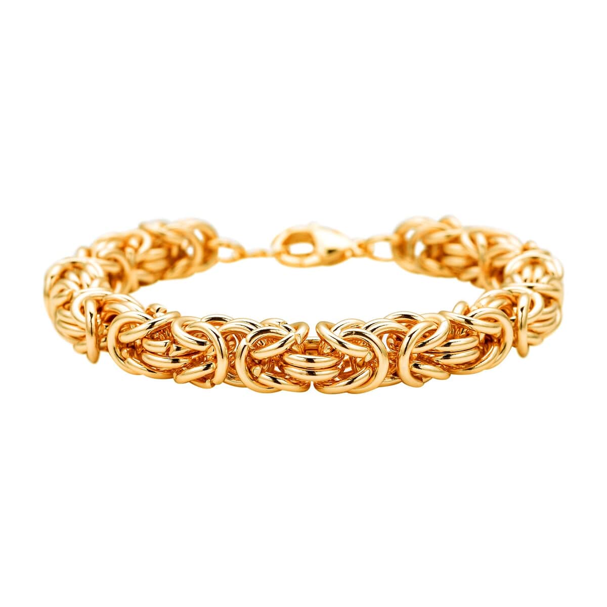 Fashionable Byzantine Link Chain Bracelet in ION Plated Yellow Gold Stainless Steel (7.50-9.00In) 34.30 Grams image number 2