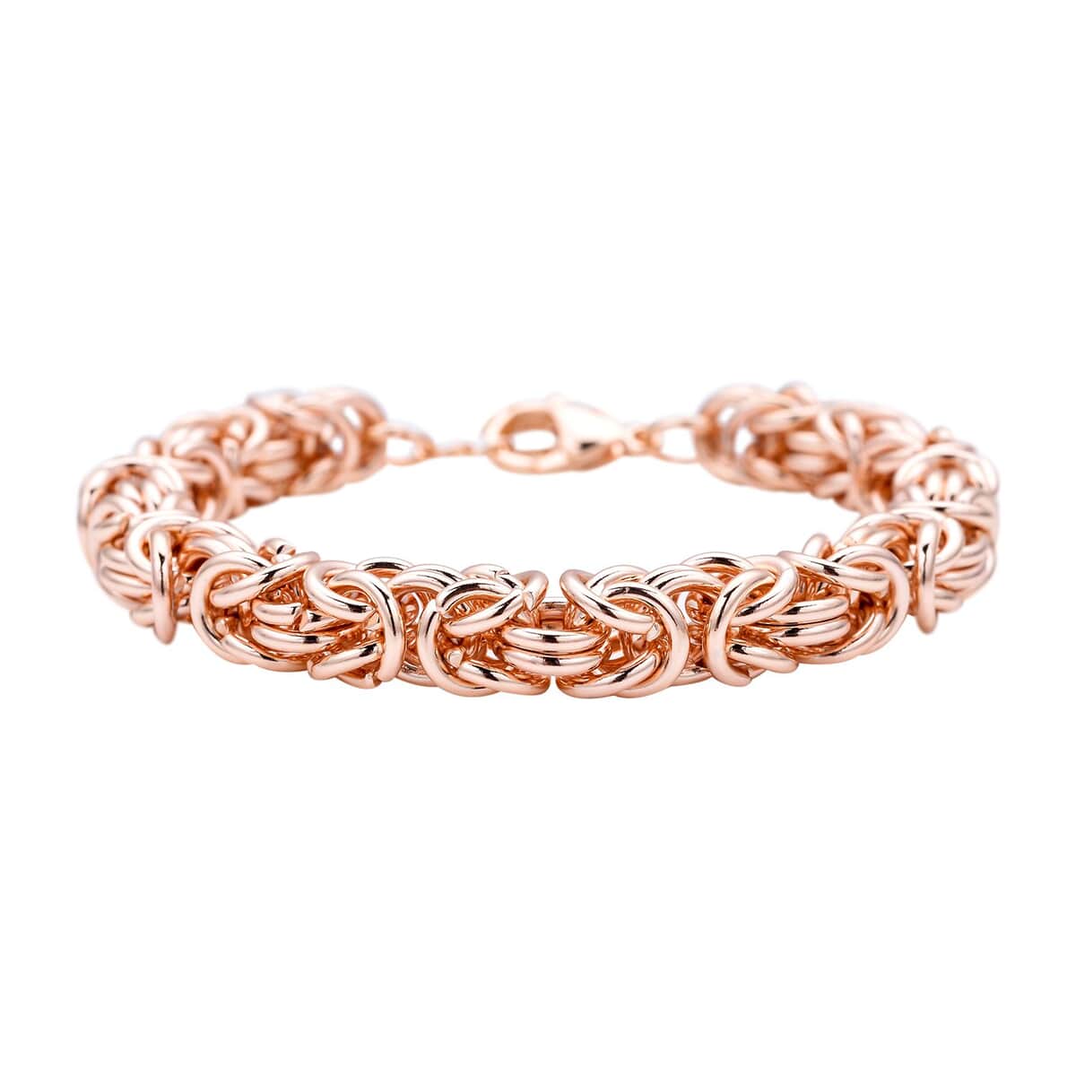 Fashionable Byzantine Link Chain Bracelet in ION Plated Rose Gold Stainless Steel (7.50-9.00In) 33.90 Grams image number 2