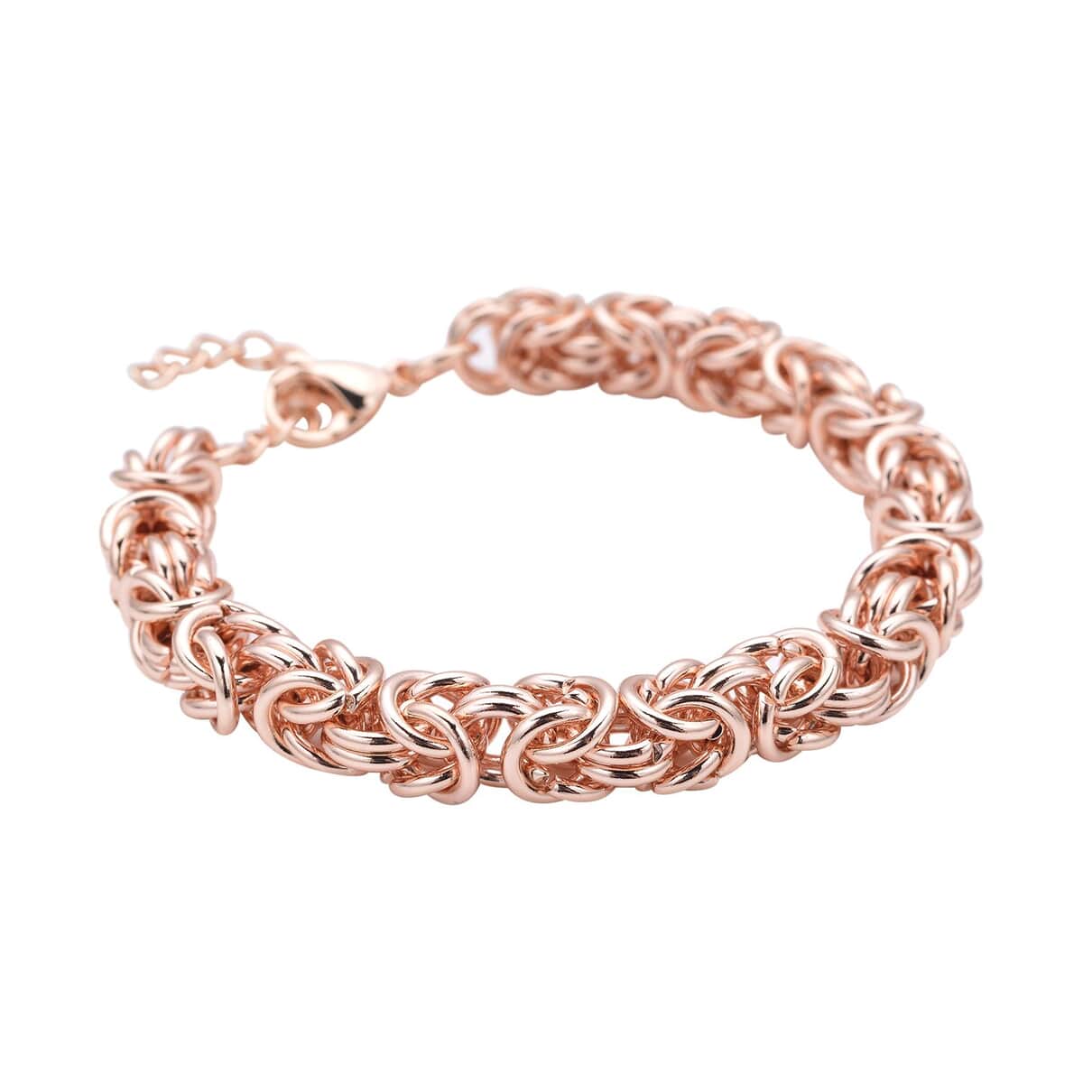 Fashionable Byzantine Link Chain Bracelet in ION Plated Rose Gold Stainless Steel (7.50-9.00In) 33.90 Grams image number 3
