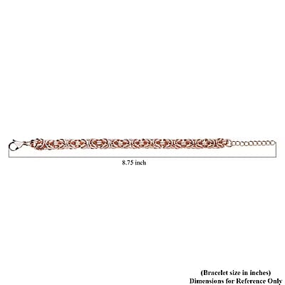 Ankur's Treasure Chest Fashionable Byzantine Link Chain Bracelet in ION Plated Rose Gold Stainless Steel (7.50-9.00In) 33.90 Grams
