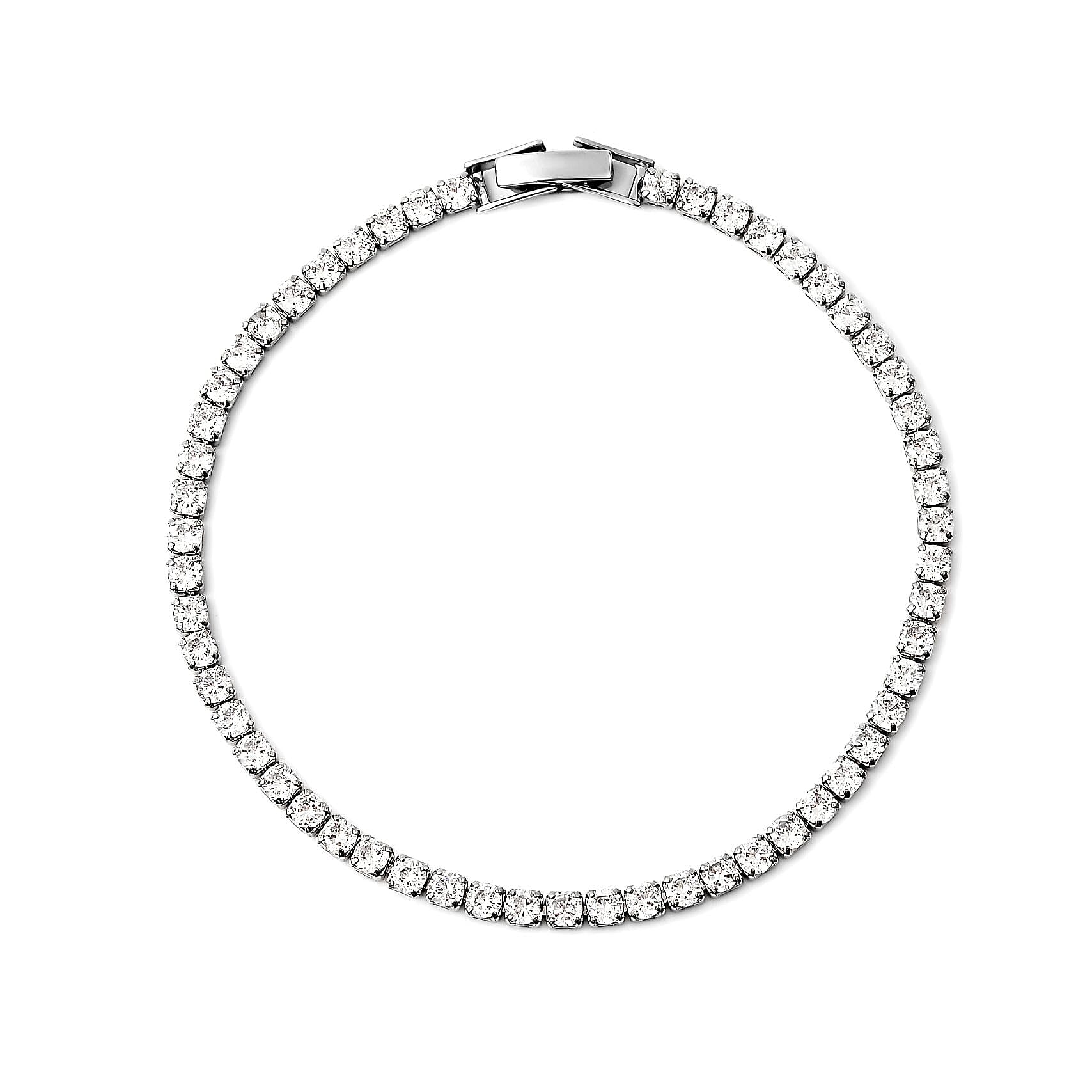 Simulated Diamond Tennis Bracelet in Silvertone (6.50 In) 8.00 ctw