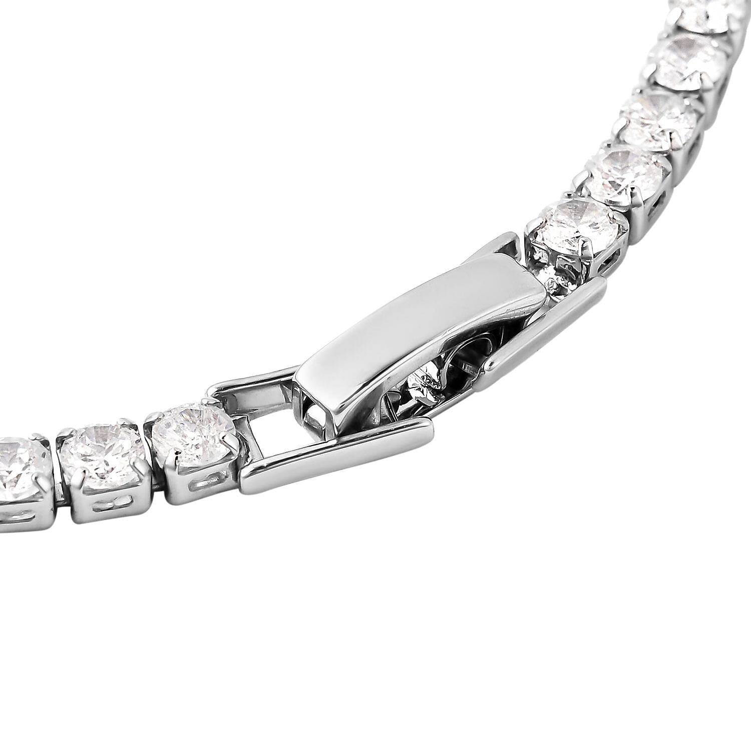 Simulated Diamond Tennis Bracelet in Silvertone (6.50 In) 8.00 ctw