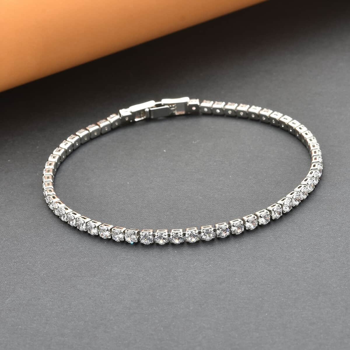 Simulated Diamond Tennis Bracelet in Silvertone (7.25 In) 8.00 ctw image number 1