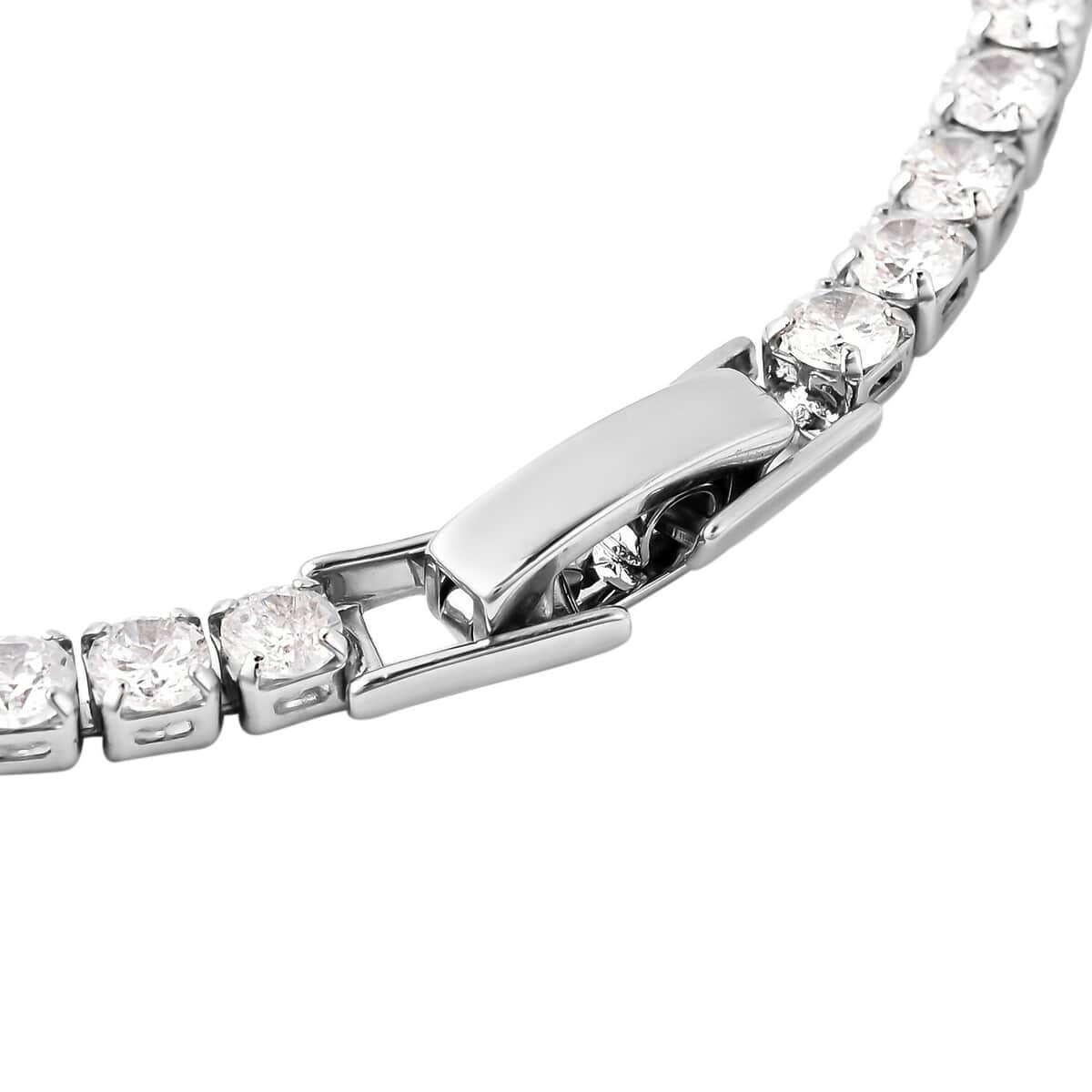 Simulated Diamond Tennis Bracelet in Silvertone (7.25 In) 8.00 ctw image number 5