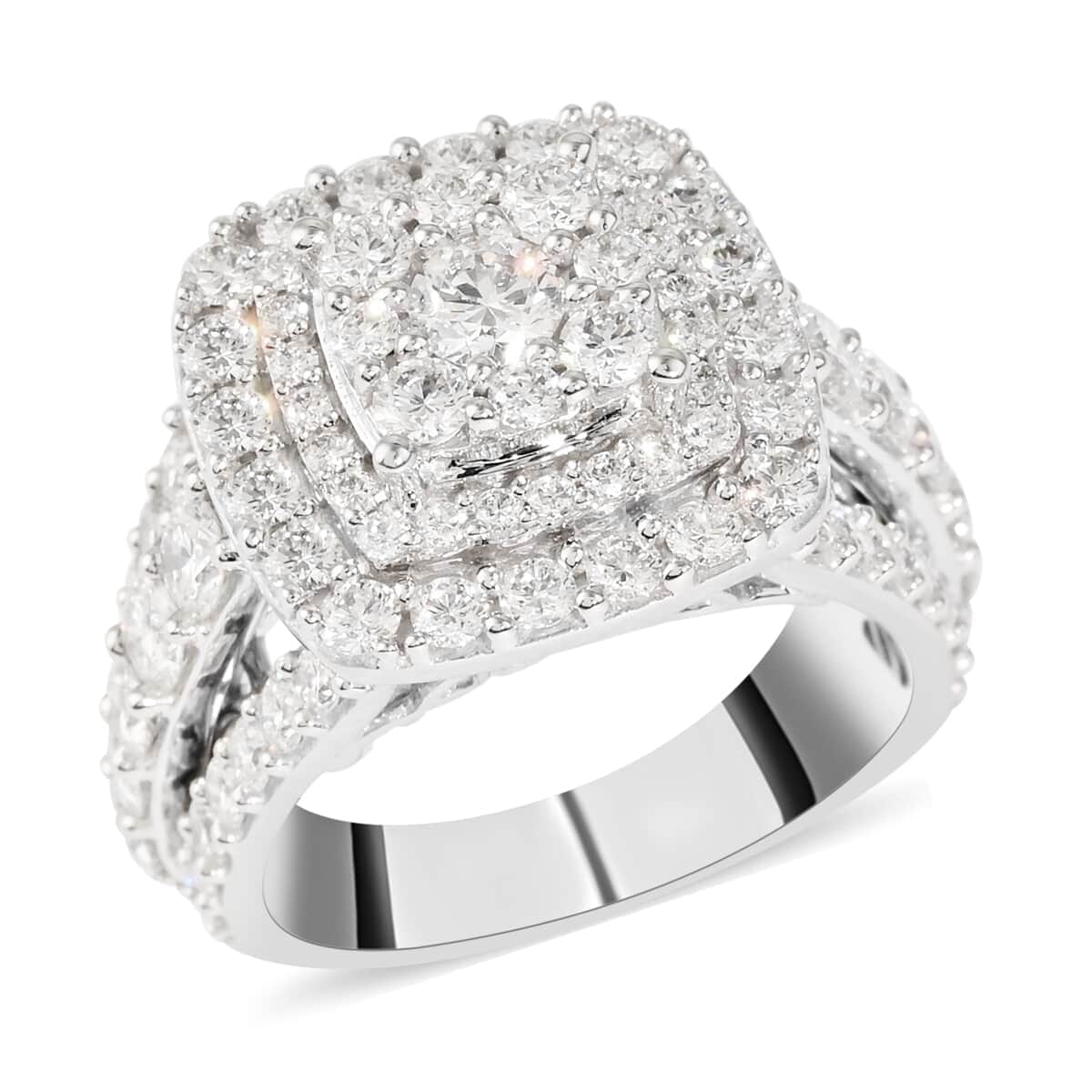 NY CLOSEOUT 14K White Gold G-H VS-SI Luxuriant Lab Grown Diamond Cluster Ring (Size 7.0) 8.80 Grams 3.25 ctw image number 0