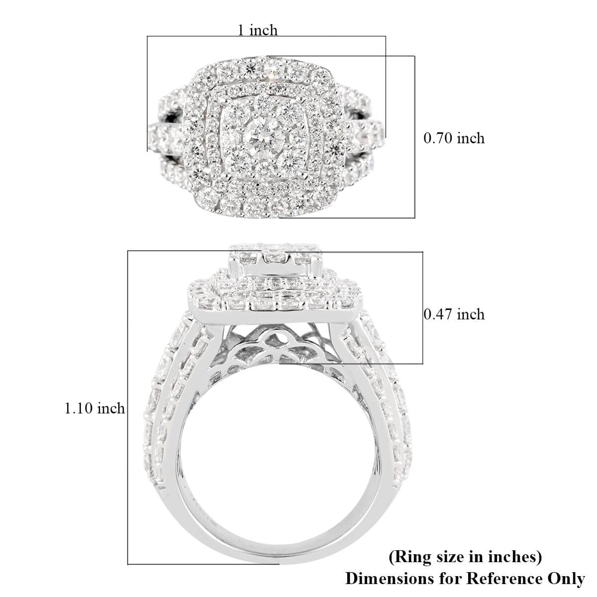 NY CLOSEOUT 14K White Gold G-H VS-SI Luxuriant Lab Grown Diamond Cluster Ring (Size 7.0) 8.80 Grams 3.25 ctw image number 5