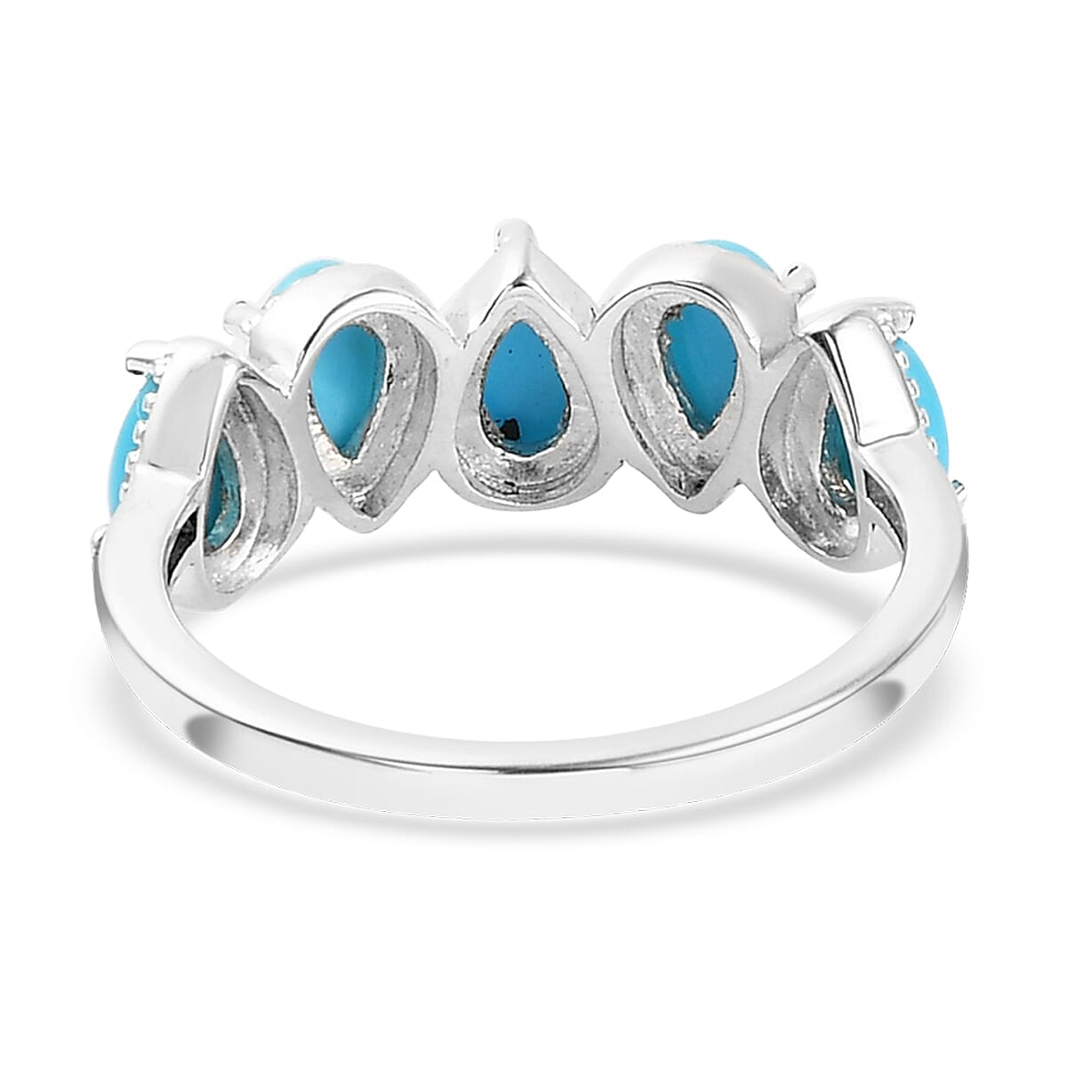 Sleeping Beauty Turquoise 5 Stone Ring in Sterling Silver (Size 10.0) 0.85 ctw