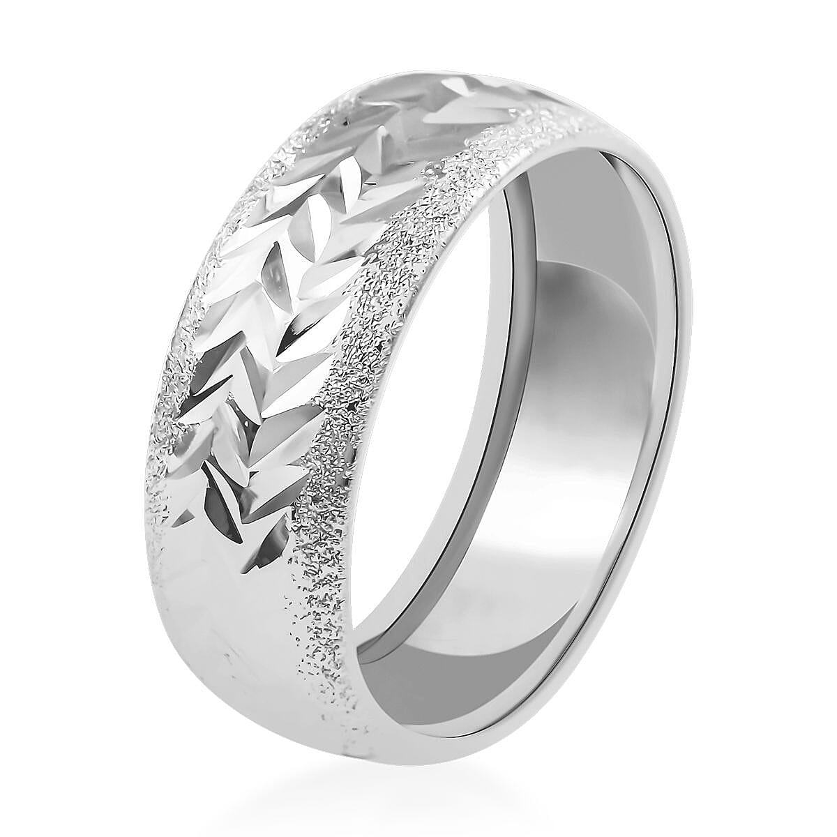 Maestro Gold Collection Italian 10K White Gold Diamond-Cut Arrow Ring (Size 10.0) image number 2