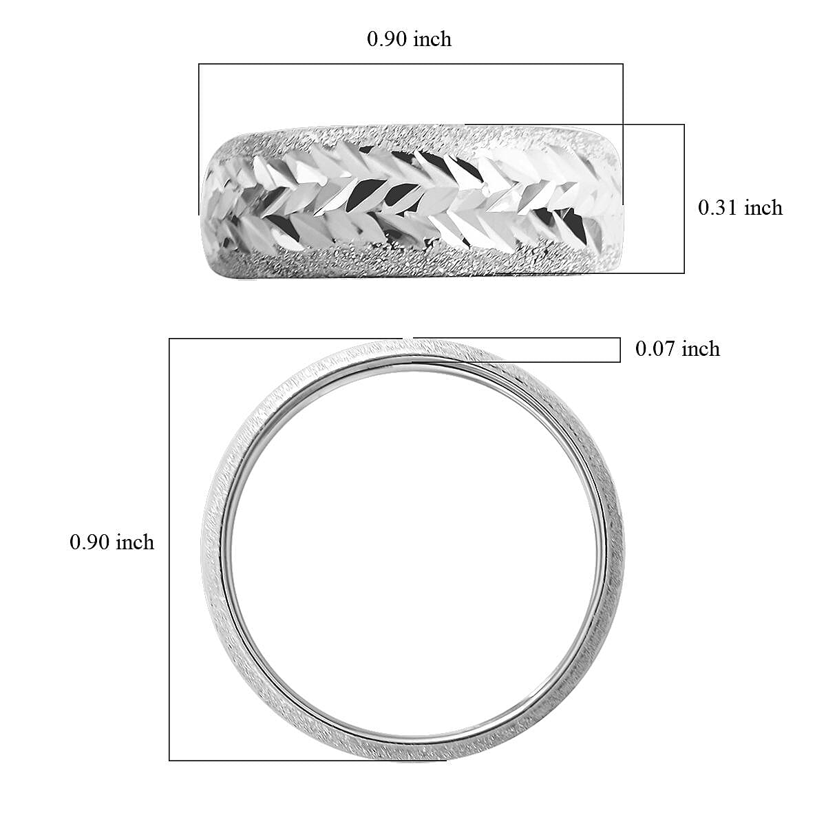 Maestro Gold Collection Italian 10K White Gold Diamond-Cut Arrow Ring (Size 10.0) image number 3