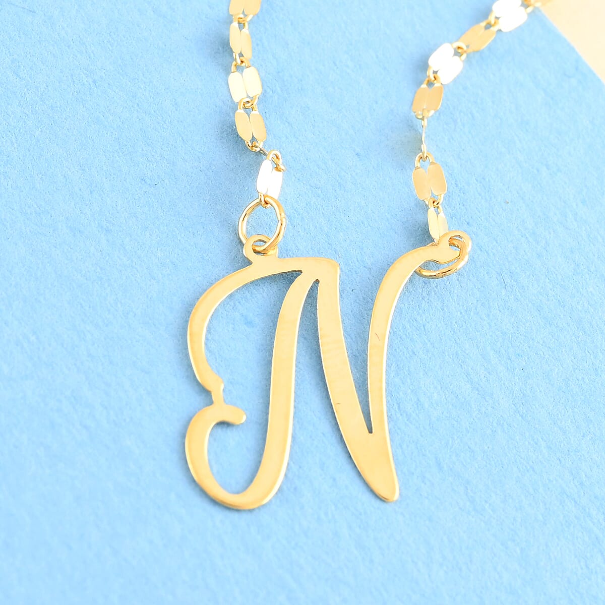 Maestro Gold Collection Italian 10K Yellow Gold 1.2 mm Initial N Necklace 18 Inches 1.0 Grams image number 1