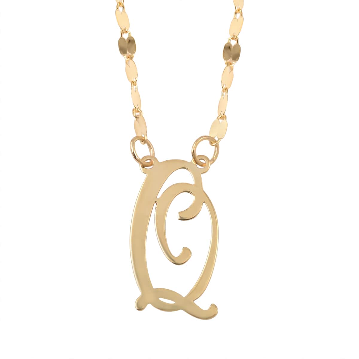 Maestro Gold Collection Italian 10K Yellow Gold 1.2 mm Initial Q Necklace 18 Inches 1.0 Grams image number 0