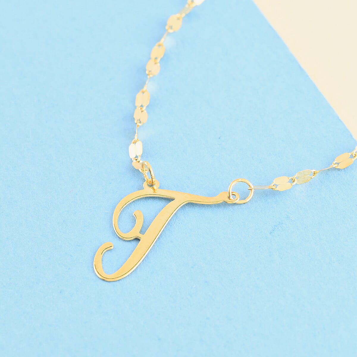 Maestro Gold Collection Italian 10K Yellow Gold 1.2 mm Initial T Necklace 18 Inches 1.0 Grams image number 1