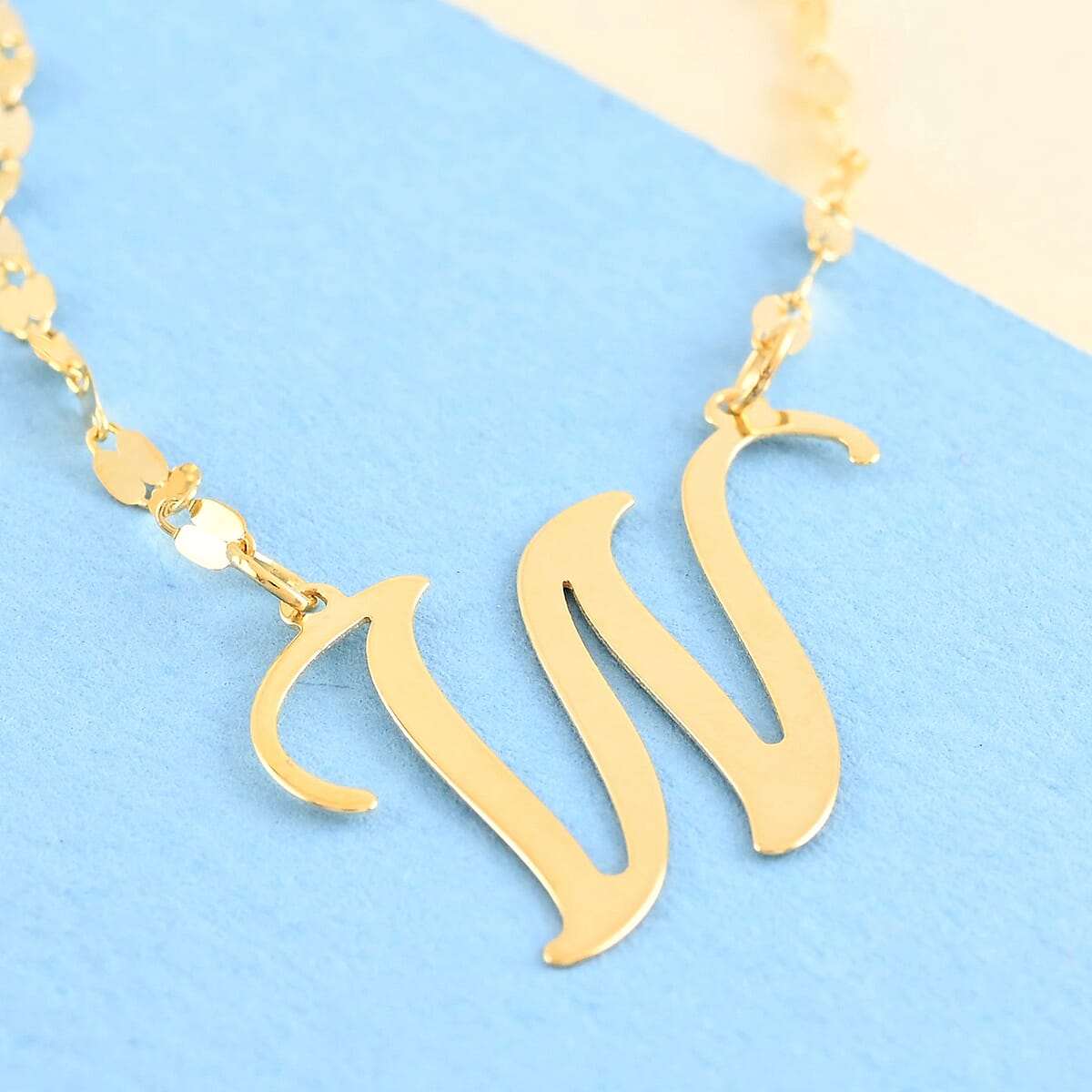 Maestro Gold Collection Italian 10K Yellow Gold 1.2 mm Initial W Necklace 18 Inches 1.0 Grams image number 1