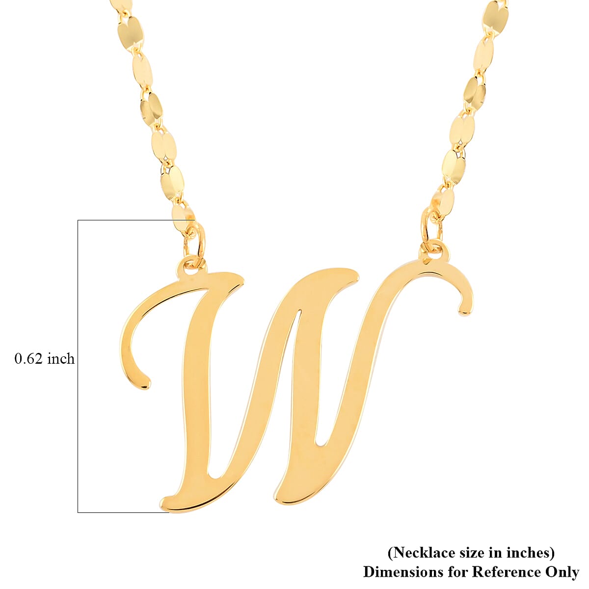 Maestro Gold Collection Italian 10K Yellow Gold 1.2 mm Initial W Necklace 18 Inches 1.0 Grams image number 5