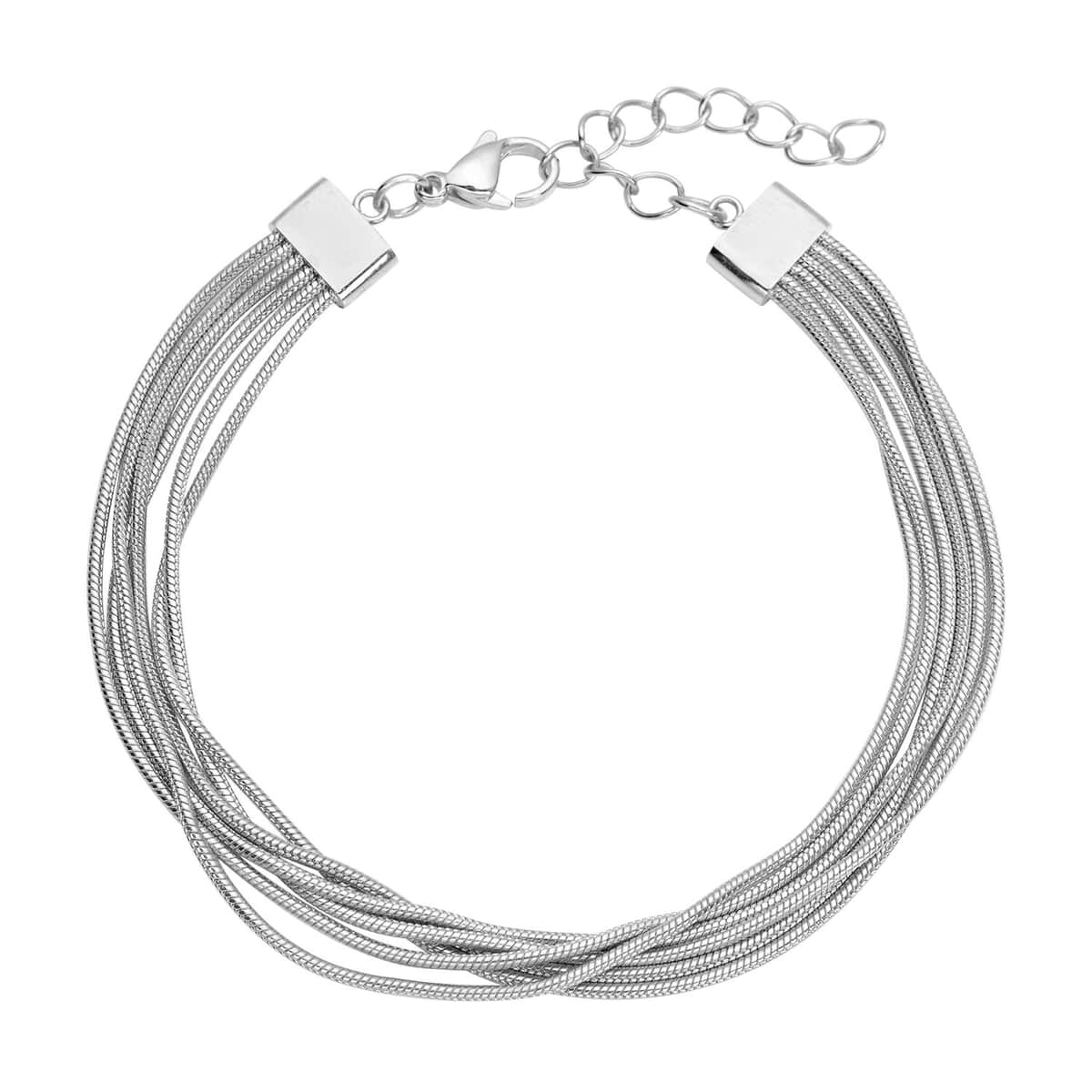 Multi Row Snake Chain Bracelet in Stainless Steel (7.50-9.00In) image number 0