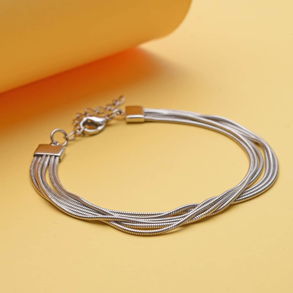 Multi Row Snake Chain Bracelet in Stainless Steel (7.50-9.00In) image number 1