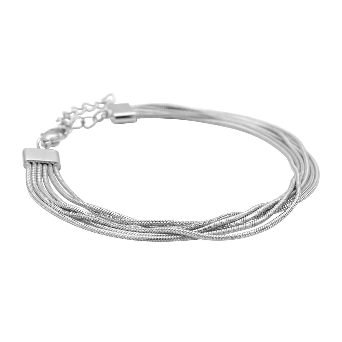 Multi Row Snake Chain Bracelet in Stainless Steel (7.50-9.00In) image number 2