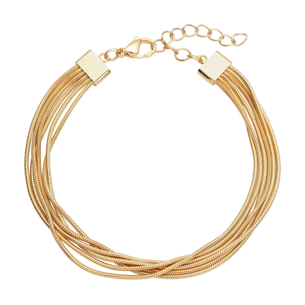Multi Row Snake Chain Bracelet in ION Plated YG Stainless Steel (7.50-9.00In) image number 0