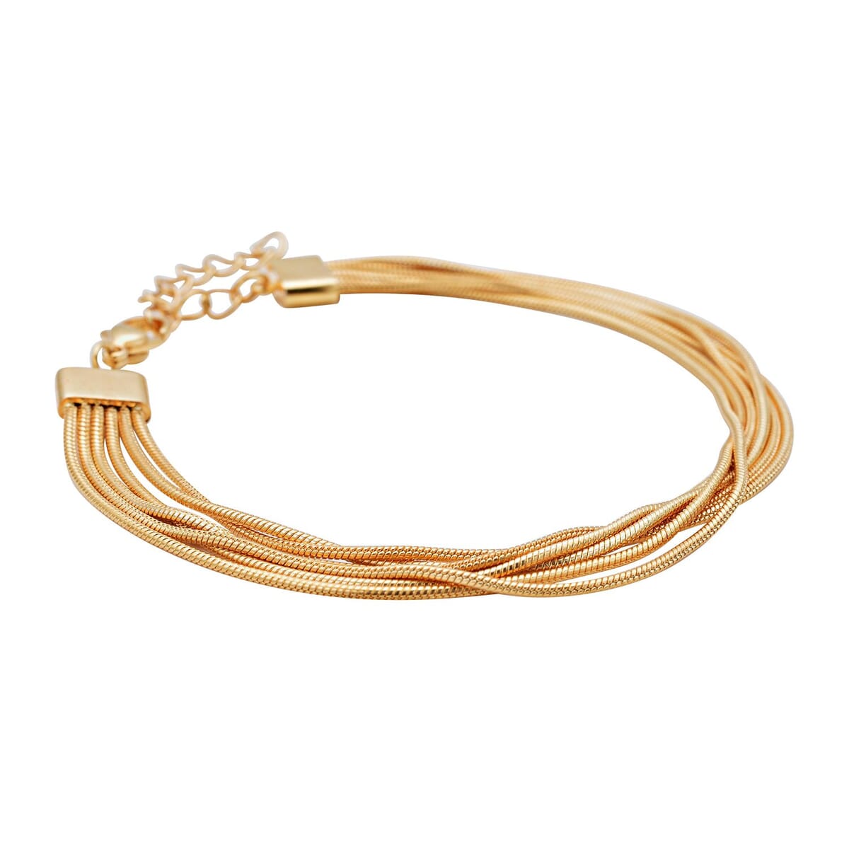 Multi Row Snake Chain Bracelet in ION Plated YG Stainless Steel (7.50-9.00In) image number 2