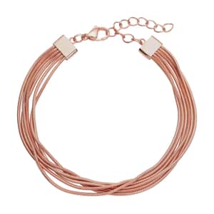 Multi Row Snake Chain Bracelet in ION Plated Rose Gold Stainless Steel (7.50-9.00In)
