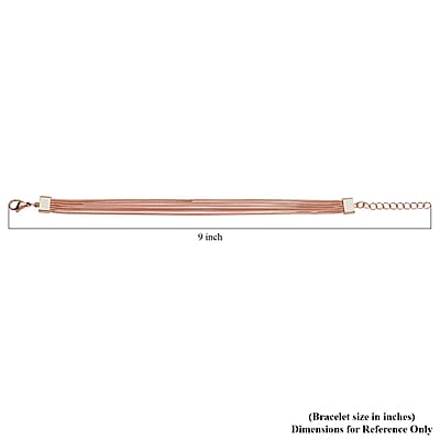 Multi Row Snake Chain Bracelet in ION Plated Rose Gold Stainless Steel (7.50-9.00In)