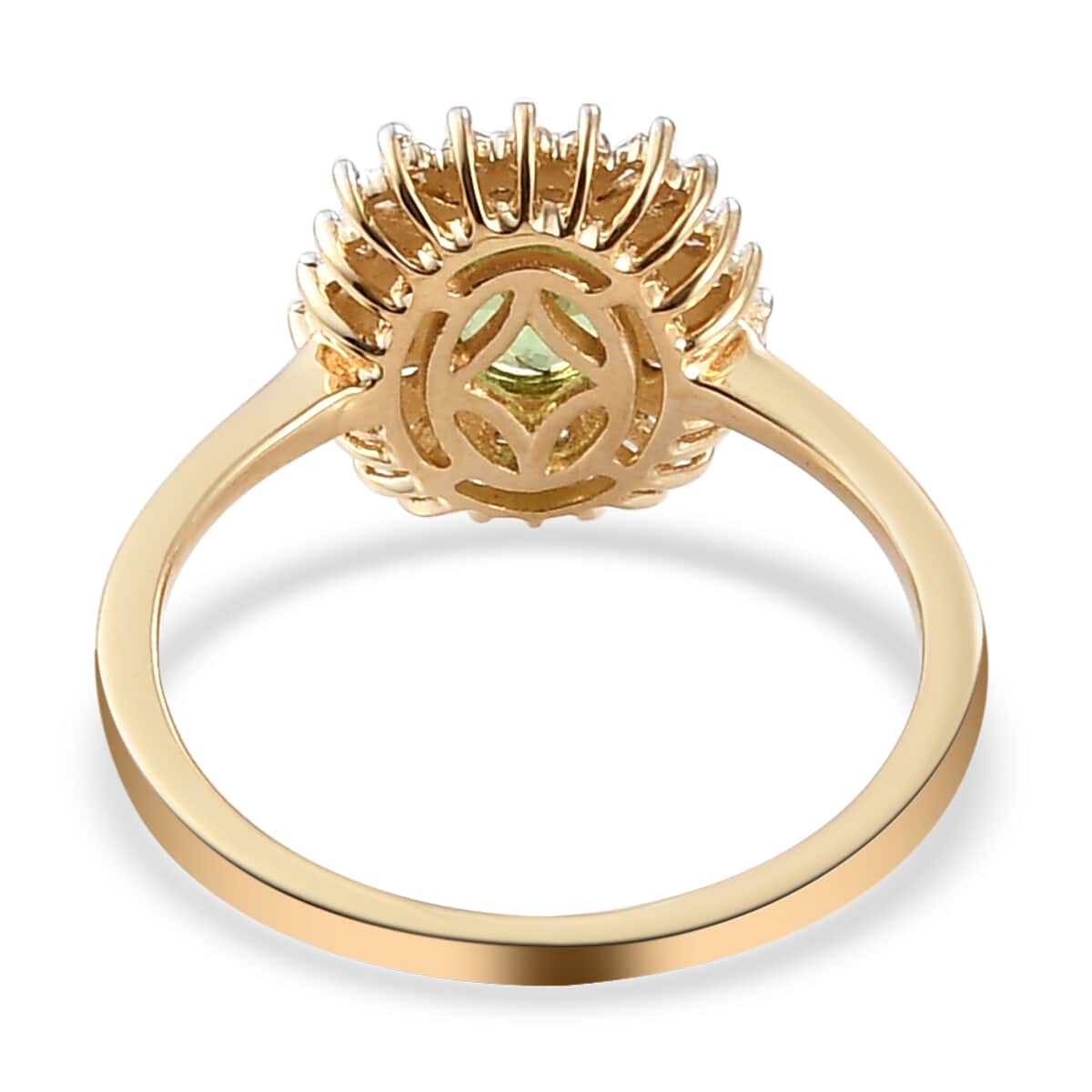 LUXORO 10K Yellow Gold Premium Natural Tsavorite Garnet and G-H I3 Diamond Double Halo Ring (Size 10.0) 2 Grams 1.10 ctw image number 4