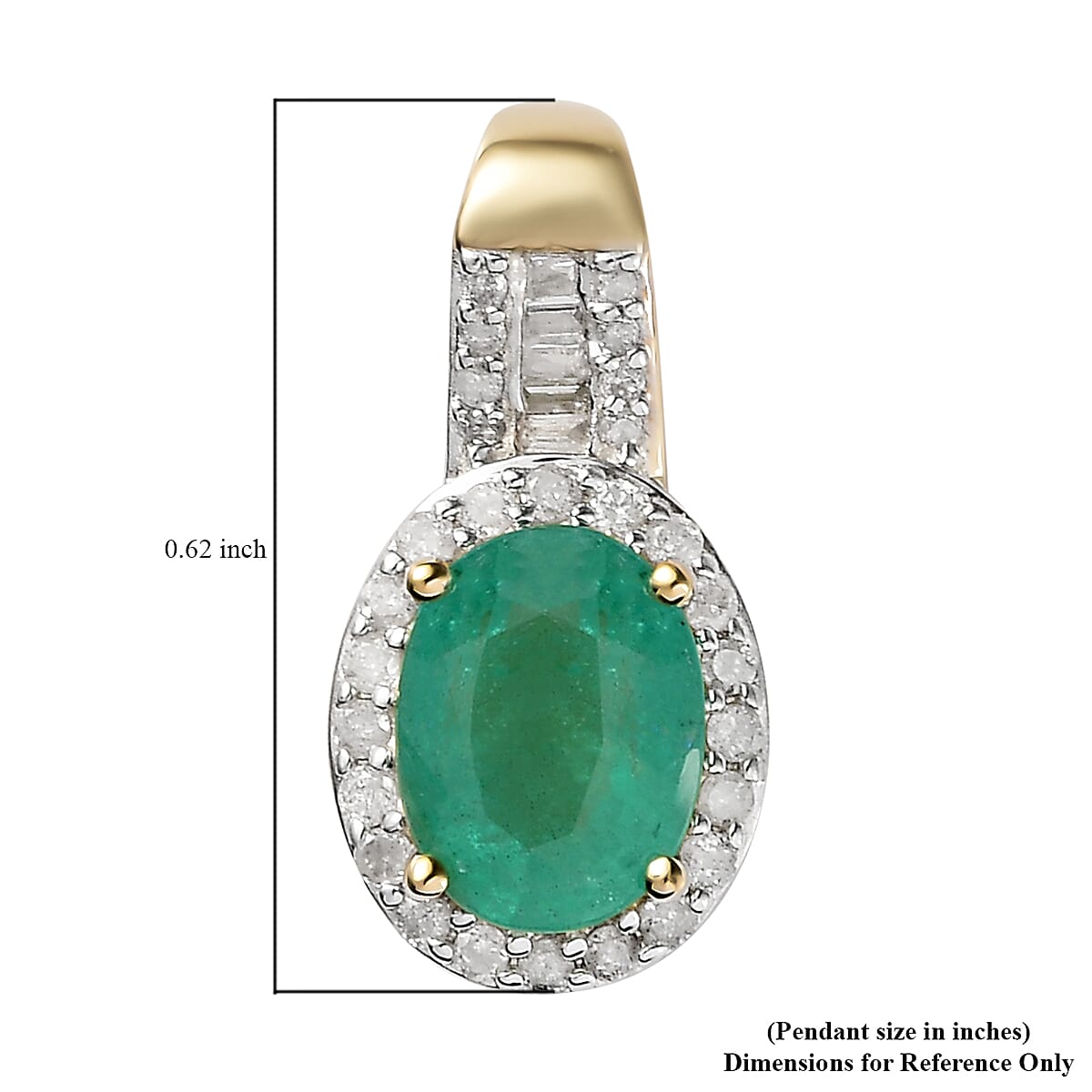 Luxoro 10K Yellow Gold AAA Kagem Zambian Emerald and Diamond Halo Pendant 1.35 ctw