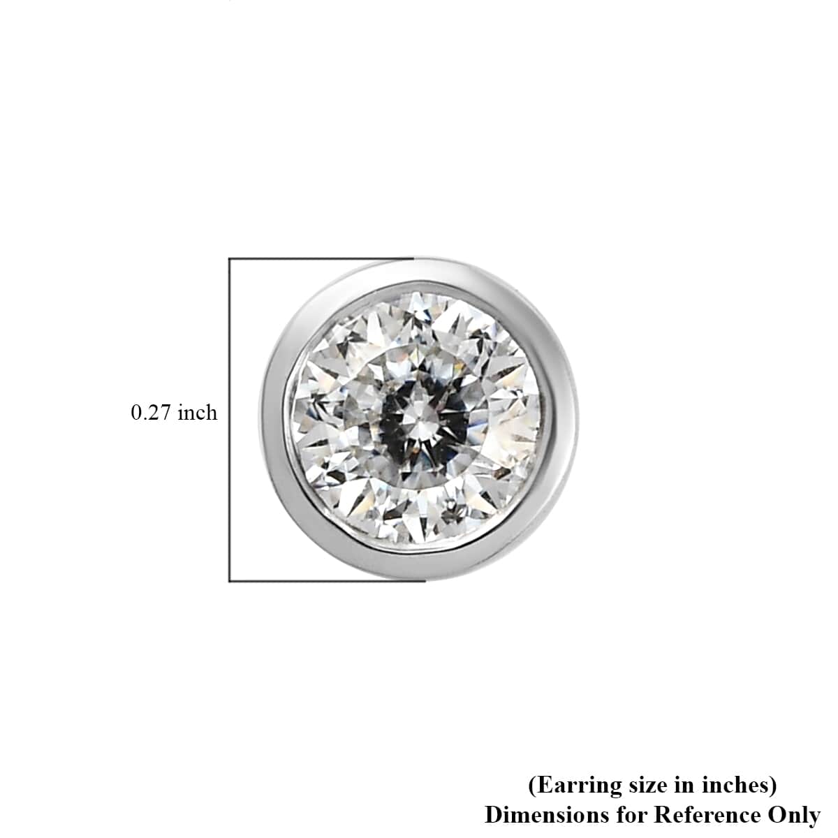 100 Facet Moissanite VS-EF Solitaire Stud Earrings in Platinum Over Sterling Silver 0.90 ctw image number 4