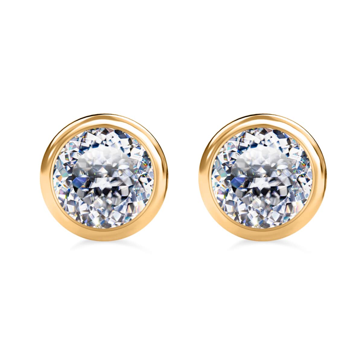 100 Facet Moissanite Solitaire Stud Earrings in Vermeil Yellow Gold Over Sterling Silver 0.90 ctw image number 0