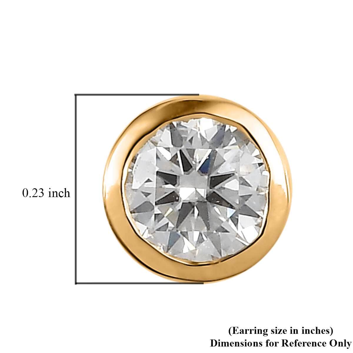 100 Facet Moissanite Solitaire Stud Earrings in Vermeil Yellow Gold Over Sterling Silver 0.90 ctw image number 4